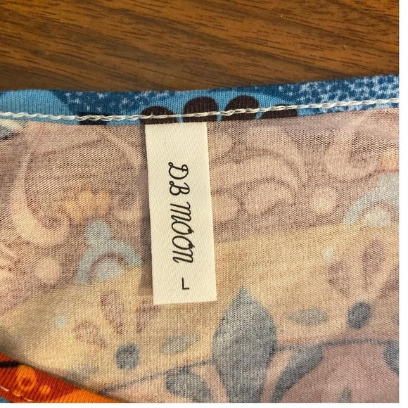 DB Moon Women's Blue Orange Mandala Print Tunic Dress Size L - Picture 4 of 5